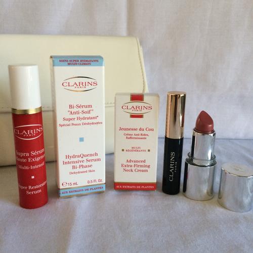 CLARINS TRAVEL PACK WITH CLARINS COSMETIC BAG (R460.00)