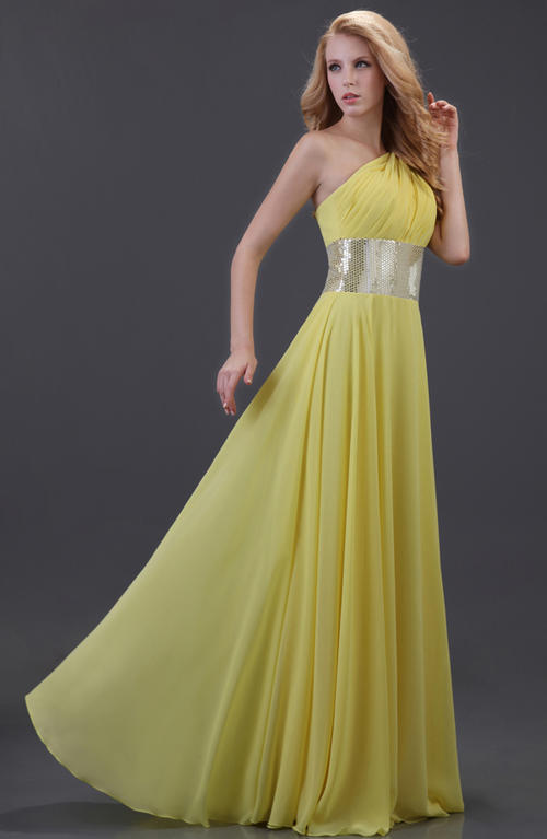 ... collection yellow one shoulder lace up back cocktale evening dress