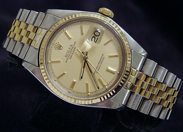 Men's 14ct Gold Rolex Oyster Perpetual Datejust Swiss Sapphire Watch ...