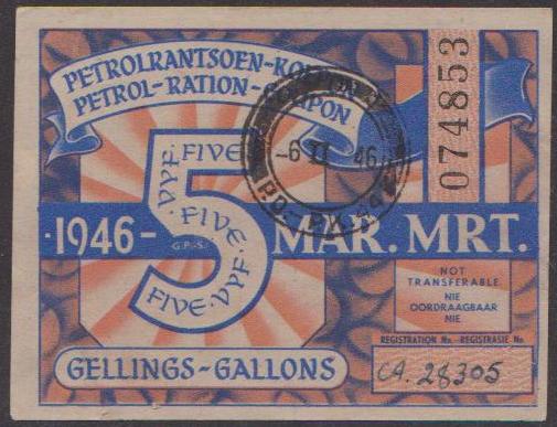 Road - Petrol Ration Coupon March 1946 for sale in Cape Town (ID ...