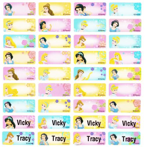 Disney Princess Series Cartoon Name Labels/ Name Stickers (100 PCS ...